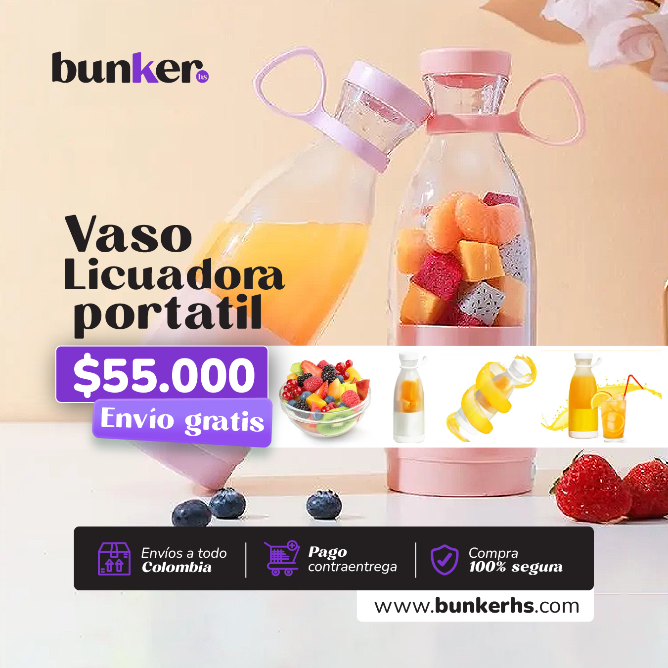 VASO LICUADORA PORTATIL MINI JUICE 420ML