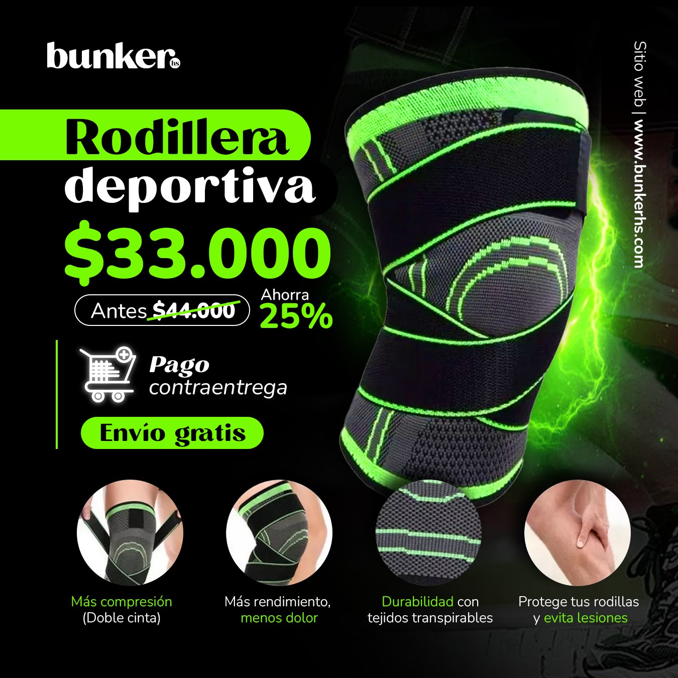 🔥 Rodillera Individual Deportiva de Compresión Ajustable 🔥