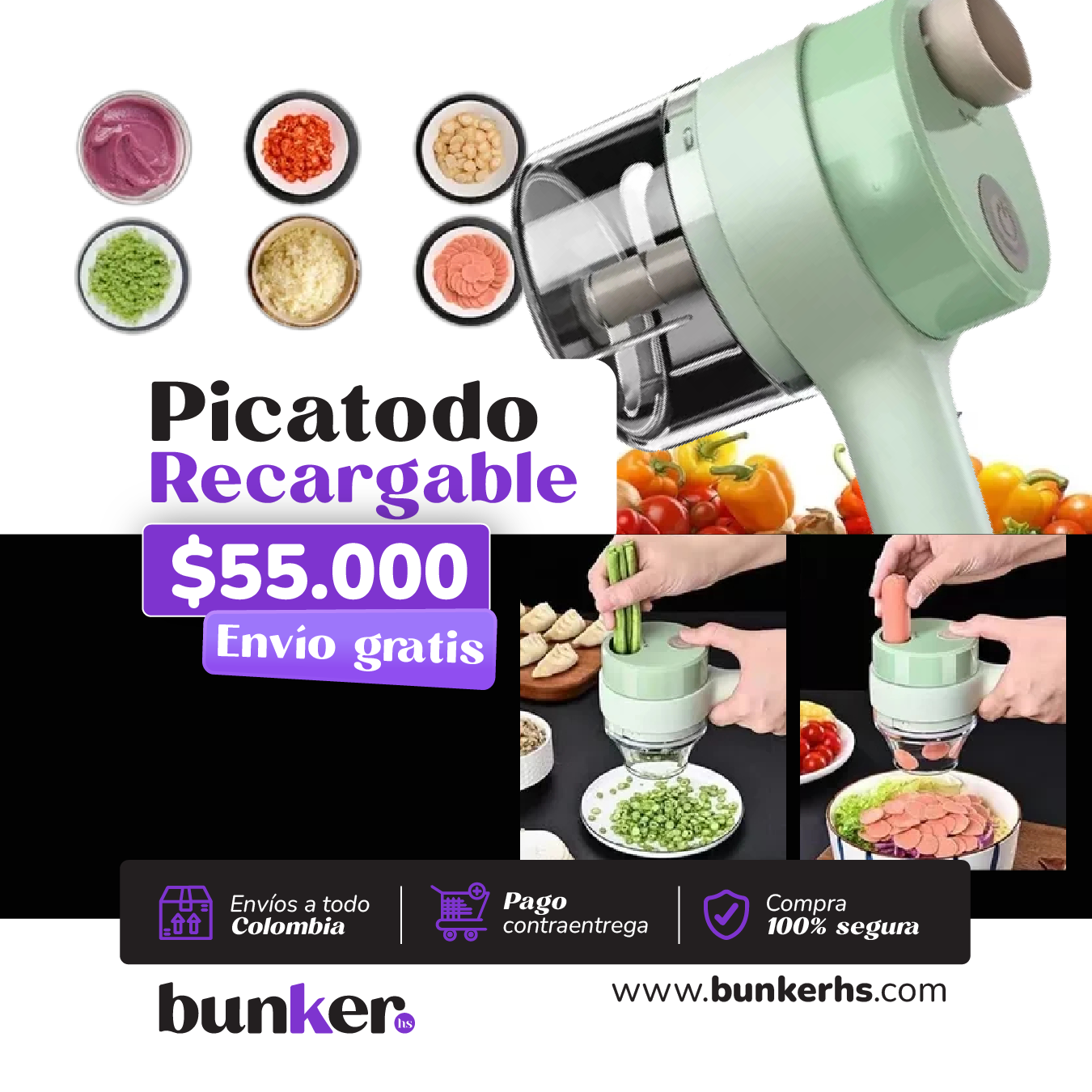 Picatodo cocina portátil recargable